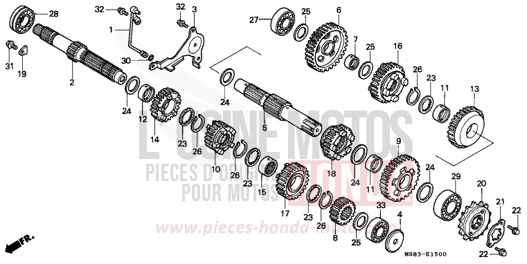TRANSMISSION for Africa Twin SHASTA WHITE (NH138H) from 1989